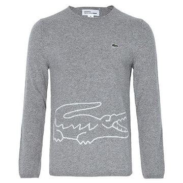 COMME DES GARCONS ラコステ グレー ロゴ ウール ニット FLN003W23 GREY 88953340