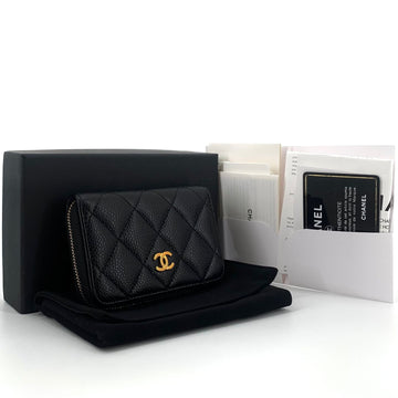CHANEL キャビアジッパーゴールドカードホルダー 157633370