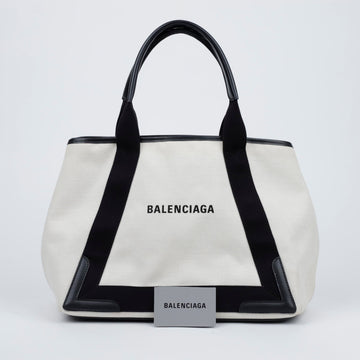 BALENCIAGA カバス M キャンバス トートバッグ ブラック ホワイト 157343744