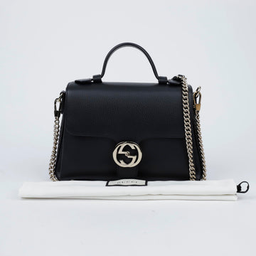 GUCCI Interlocking Leder Top Handle Kettentasche Schwarz 157549255