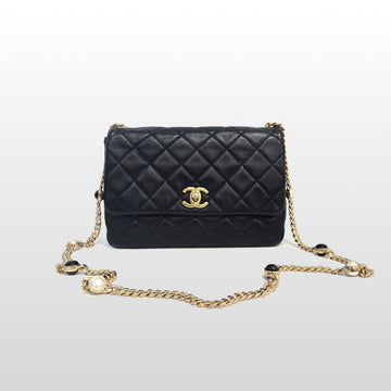 CHANEL Schwarze AS3480 Jewel on Lambskin Medium Flap Schultertasche 157640392