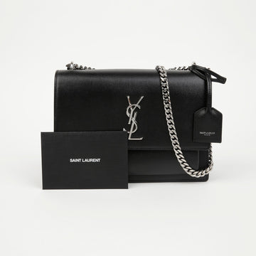 SAINT LAURENT サンセット ミディアム スムース レザー チェーン クロスバッグ ブラック 157314140