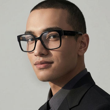 Prada Eyeglass Frame VPR10W 1AB 1O1 Luxury Retro Black Square Horn Frame Unisex 157640511