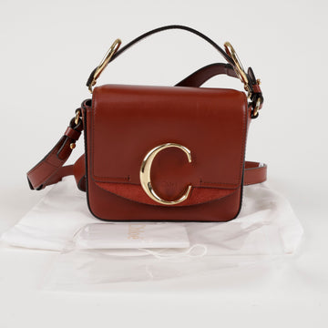 Chloe Signature Logo Leather Mini Crossbody Bag Sepia Brown 157298587