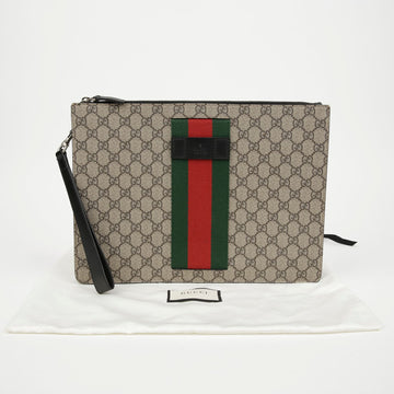 GUCCI Supreme Canvas Web Strap Clutch Bag 157547981