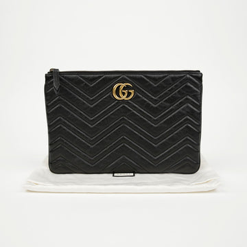 Gucci GG Marmont Leather Pouch Black with Gold Hardware 157549420
