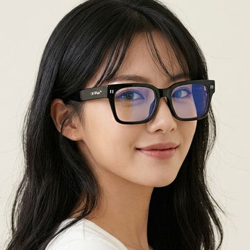 Off White Glasses Frame OERJ053 1000 Luxury Rectangular Horn-Rimmed Blue Light Blocking Unisex 157640613