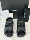 CHANEL Lambskin Velcro CC Logo Sandals 38.5 157641096 [P]