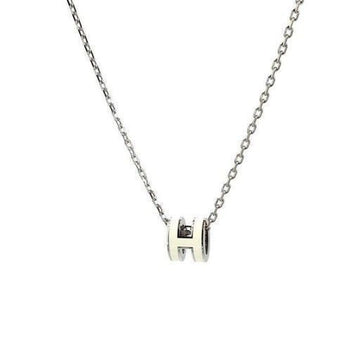 HERMES ミニポパッシュネックレス H147992FP49 パラジウムシルバー ブランホワイト 111032656