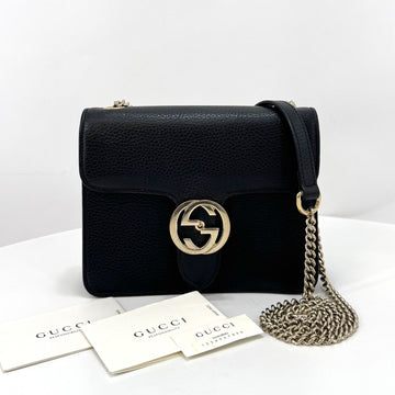 Gucci Interlocking GG Small Chain Shoulder Bag Black (510304) 157649822