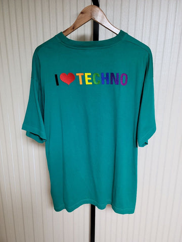 Balenciaga Short Sleeve T-Shirt I Love Techno Green 556133TDV20 157665903