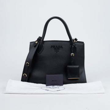 Prada Monochrome Saffiano Leather Tote Bag Black 157300022