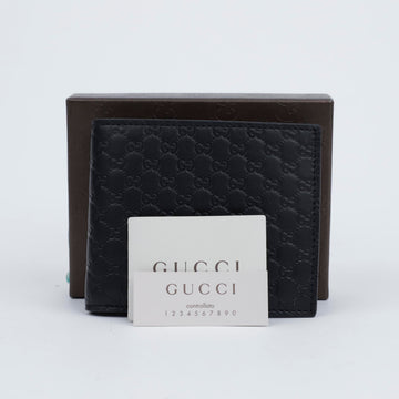 Gucci Microshima Leather Bi-Fold Wallet Black 157521783