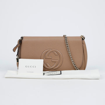 Gucci Soho Tassel Chain Crossbody Bag Beige 157576141