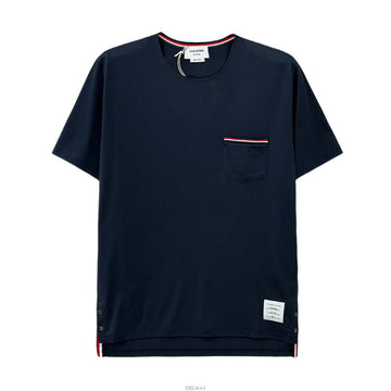 Thom Browne Three Stripes Pocket Short Sleeve T-Shirt Navy MJS010A 415 140047420