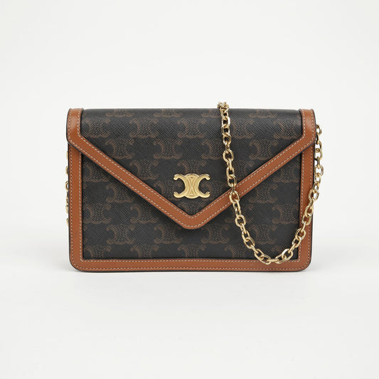 CELINE Trio Canvas WOC Schultertasche in Taupe 157389135