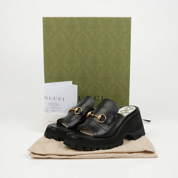 Gucci Horsebit Platform Sandals Black 157406933