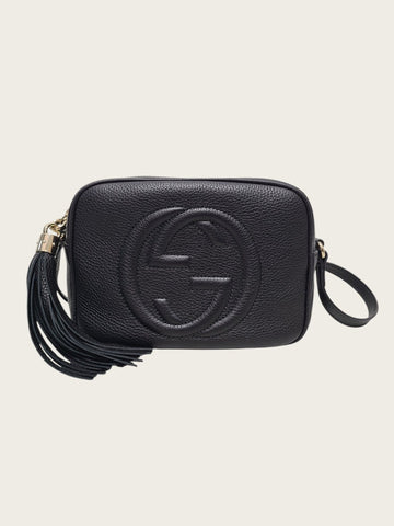 Gucci Black Leather Interlocking G Soho Tassel Disco Bag 157690239