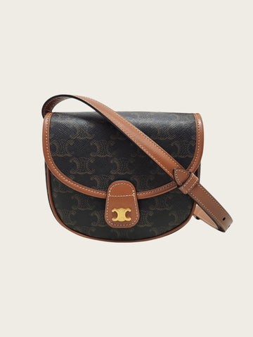 Celine Triomphe Canvas Tan Calfskin Mini Versace Crossbody 157690456