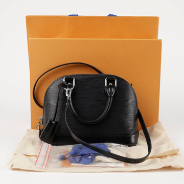 Louis Vuitton Alma BB Epi Leather Top Handle Shoulder Bag Black 157299285