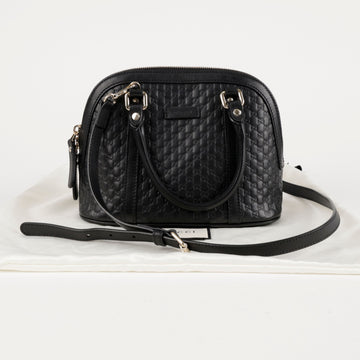 Gucci Mini Microshima Leather Dome Tote Shoulder Bag Black 157388899