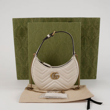 GUCCI Halfmoon Mini Schultertasche Weiß 157389716
