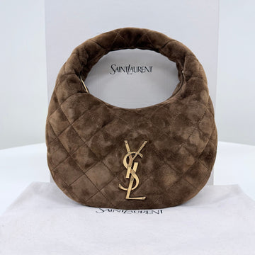 Saint Laurent Quilted Suede Top Handle Bag 157692230