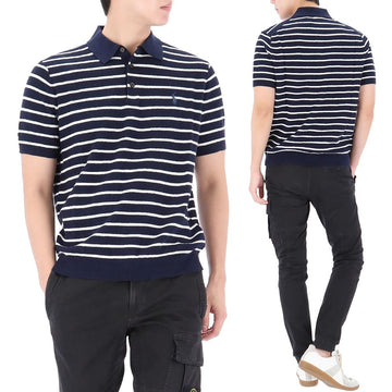 Polo Ralph Lauren Cotton Polo Short Sleeve Knit with Stripe Pony Logo 710B13894 002 157692367