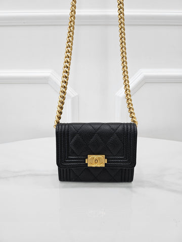 CHANEL Boy Caviar Chain Wallet with Gold Hardware AP2206 157695975