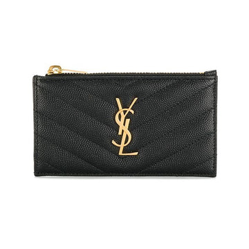 Saint Laurent 25FW Gold Monogram Matelassé Coin Card Holder Black 607915 BOW01 1000 150552841 [P]