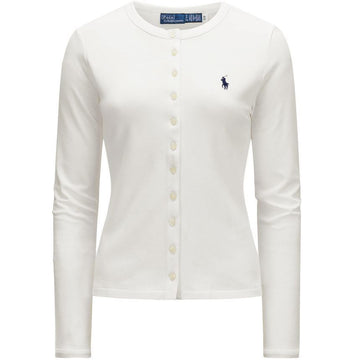 POLO RALPH LAUREN ポニーハンプ刺繍クルーネックカーディガン ホワイト 211941175 004 150391958 [P]