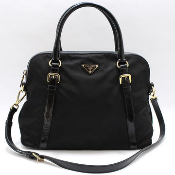 Prada Black Tessuto Pocono Gold Triangle Logo Dome Shoulder Bag 1BB013 157739380 [P]