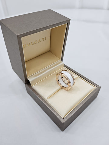 BULGARI ビゼロワン ホワイト セラミック 2バンド リング 47号 7サイズ 155385892 [P]