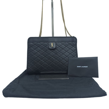 SAINT LAURENT Baby Quilting Lammleder Schultertasche mit Goldkette Schwarz 657361 157776140 [P]