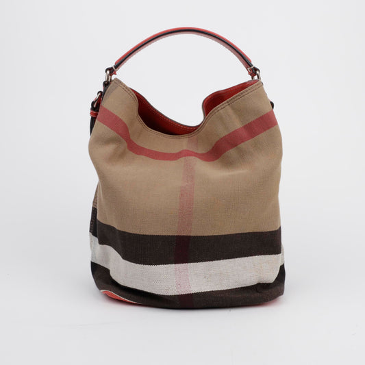 Burberry House Check Canvas Susanna Hobo Tote Shoulder Bag 156156261