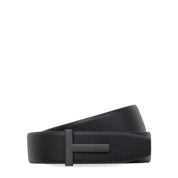 Tom Ford Black T Icon Grain Leather Belt TB178 LCL236L NAA 157783319