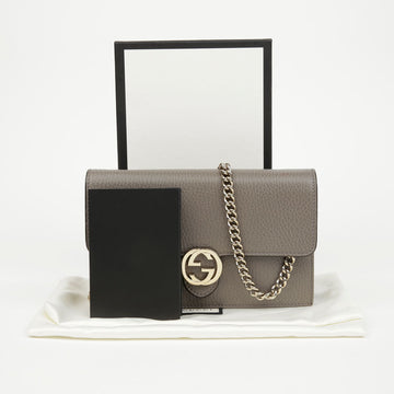 GUCCI Interlocking G Mini Wallet Chain Bag Grau 157521633