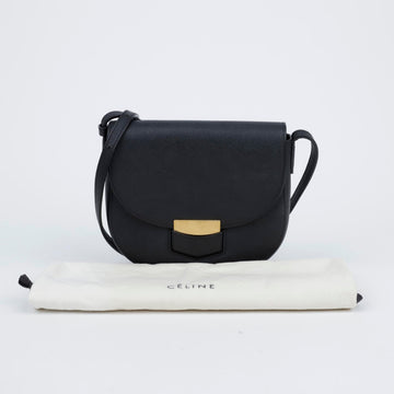 Celine Trotter Small Grained Calfskin Shoulder Bag Black 157520878