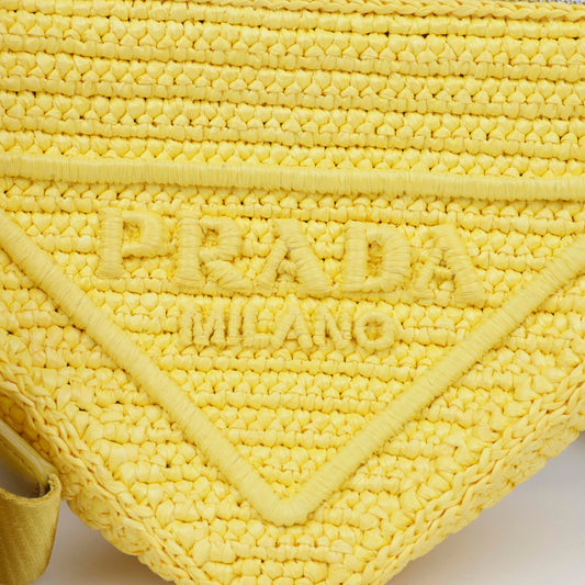 Prada Triangle Rafia Bandelier Bag Yellow 157521526 [P]