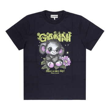 GANNI モンキー ロゴ レディース Tシャツ 157224420 [P]