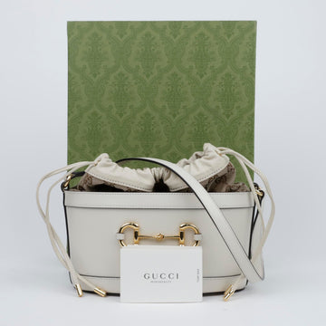 GUCCI Horsbit 1955 Bucket Bag Weiß 157521906