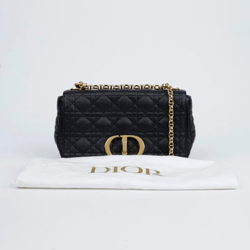Dior Cannage Medium Calf Leather Chain Shoulder Bag Black with Gold Hardware 157522964