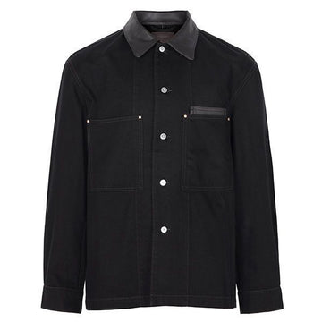 LEMAIRE Black Workwear Leather Collar Denim Overshirt 157796431 [P]