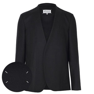 MAISON MARGIELA Schwarze kragenlose minimalistische Wolljacke 157796636