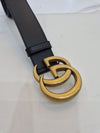 GUCCI Wide Leather Belt 38 inch Black 400593 157797095 [P]