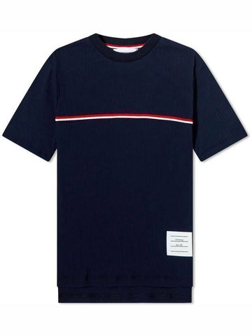 Thom Browne Vertical RWB Trimming High Waist Rib Short Sleeve Tee 133044963