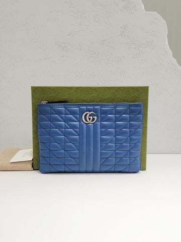 Gucci Silver GG Marmont Blue Clutch Bag 525541 157797619