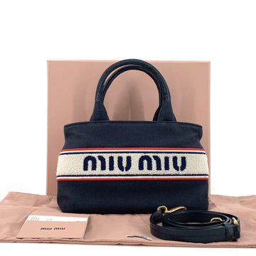 MIU MIU Logo Canvas Tote Bag und Schultertasche 2way 5BA253 157798032