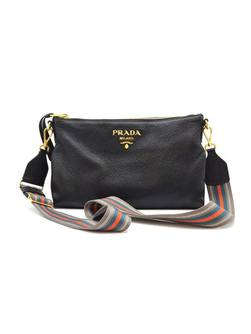 Prada Vitello Dino Crossbody Bag Black 1BH050 157799965