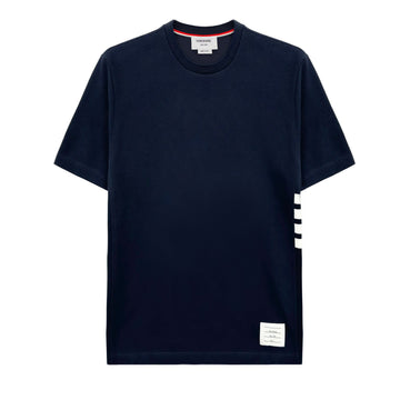 THOM BROWNE T-Shirt mit Seiten-Patches, kurzärmlig, Navy, MJS123A 415 157801777